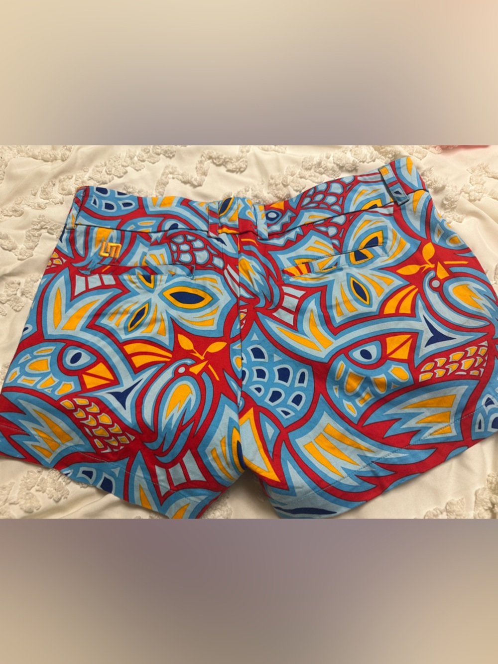 Bright Multi-Color Athletic Shorts - Blue & Red Pattern Loudmourh John Daly
